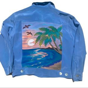 Vintage Silk Jacket With Back Graffiti Med